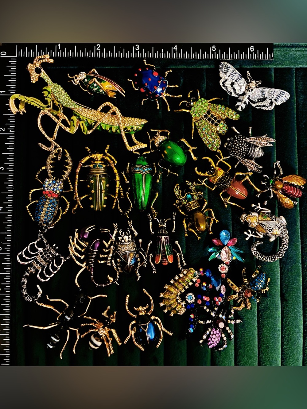 ⁠25pcs Bug Insect Brooch Pin Lot Rhinestone Praying mantis Moth Beetle Spider